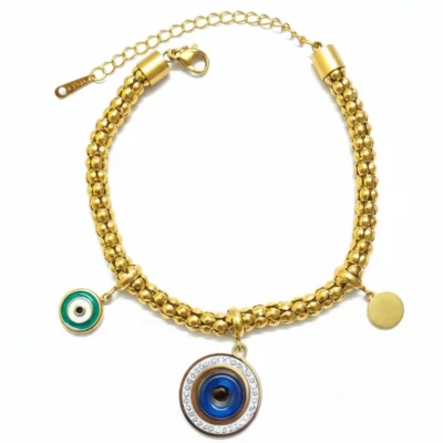 سوار عين الحسد الذهبي الأنيق من الـ ستانلس ستيل بيو